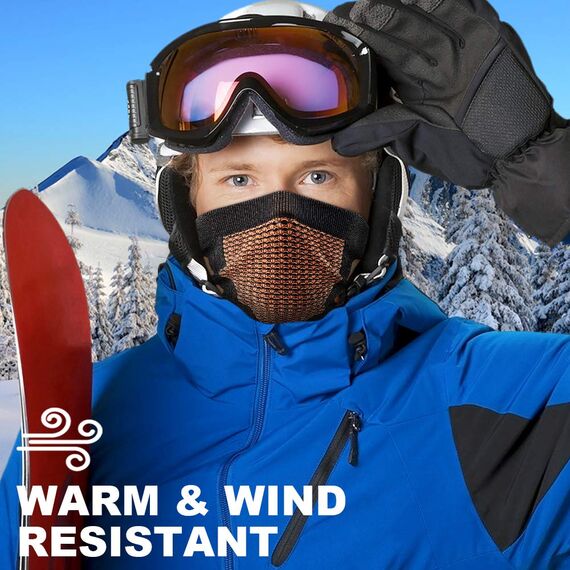 WTACTFUL Schlauchschal Herren Halbe Sturmhaube Motorrad Halstuch Herren Halswärmer Ski Mask Skimaske Halsschlauc Neck Gaiter Motorrad Gesichtsmaske für Winter Laufen Skifahren Snowboarden Orange