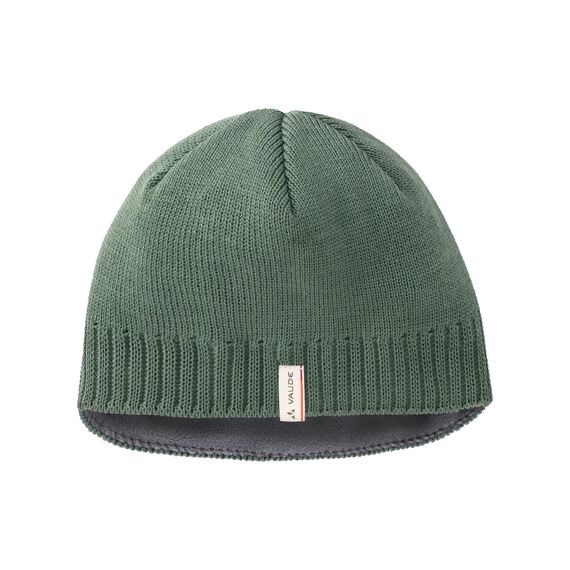 VAUDE Mütze Edo Beanie III in Grün – Warme & atmungsaktive Wintermütze - Unisex Beanie-Mütze in Rippstrick-Optik - Thermomütze ausgekleidet mit weichem Fleece - Made in Germany