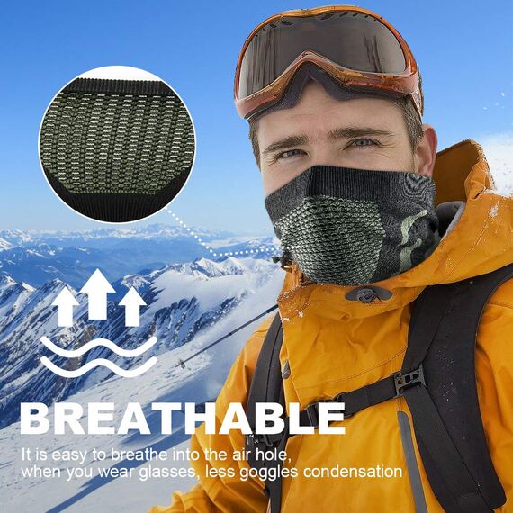 WTACTFUL Schlauchschal Herren Halbe Sturmhaube Motorrad Halstuch Herren Halswärmer Ski Mask Skimaske Halsschlauc Neck Gaiter Motorrad Gesichtsmaske für Winter Laufen Skifahren Snowboarden Grün