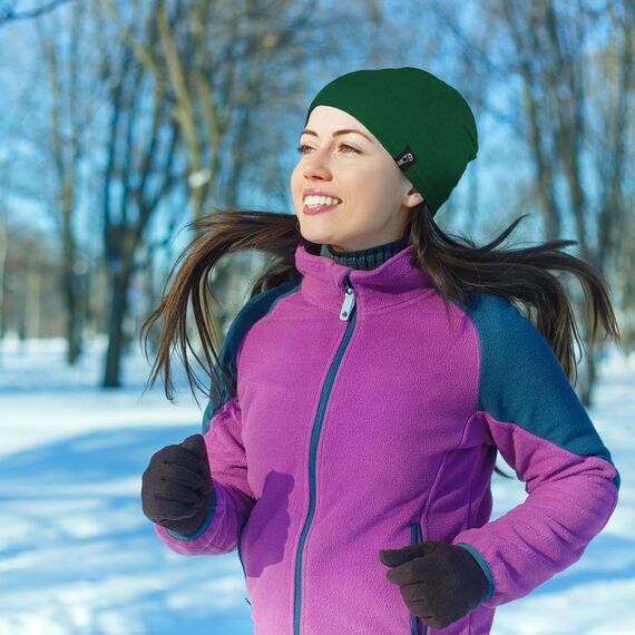 ALPIDEX Baumwollmütze Fleecegefüttert Wintermütze Warme Fleece Mütze Unisex Radfahren Laufmütze Winddicht Sportmütze Atmungsaktiv Running Fahrradmütze, Farbe:Green