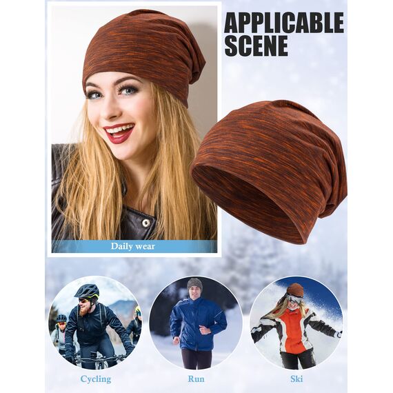 Kiiwah 2 Stück Beanie Mütze für Herren und Damen Streifen Slouch Unisex Stricken Beanie für den Frühling, Herbst und Winter (Schwarz Braun)