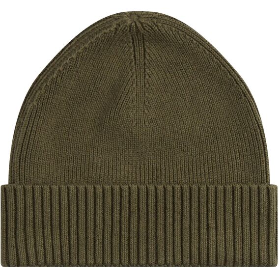 Tommy Hilfiger Herren Strickmütze Flag Cotton Beanie mit Kaschmir, Grün (Foxhunt Green), Einheitsgröße