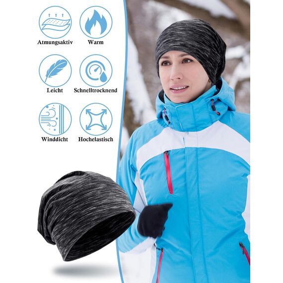 Kiiwah 2 Stück Beanie Mütze für Herren und Damen Streifen Slouch Unisex Stricken Beanie für den Frühling, Herbst und Winter
