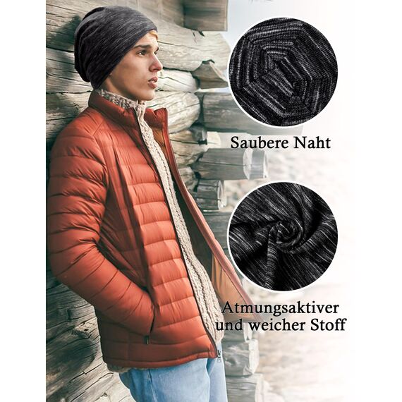 Kiiwah 2 Stück Beanie Mütze für Herren und Damen Streifen Slouch Unisex Stricken Beanie für den Frühling, Herbst und Winter
