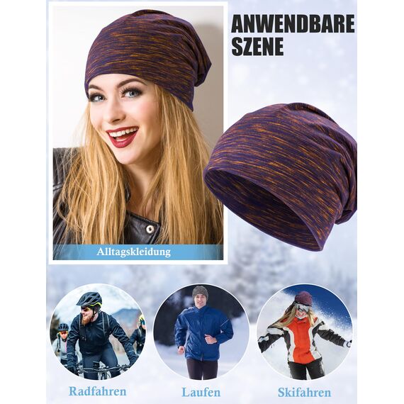 Kiiwah 2 Stück Beanie Mütze für Herren und Damen Streifen Slouch Unisex Stricken Beanie für den Frühling, Herbst und Winter