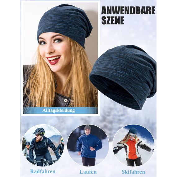 Kiiwah 2 Stück Beanie Mütze für Herren und Damen Streifen Slouch Unisex Stricken Beanie für den Frühling, Herbst und Winter