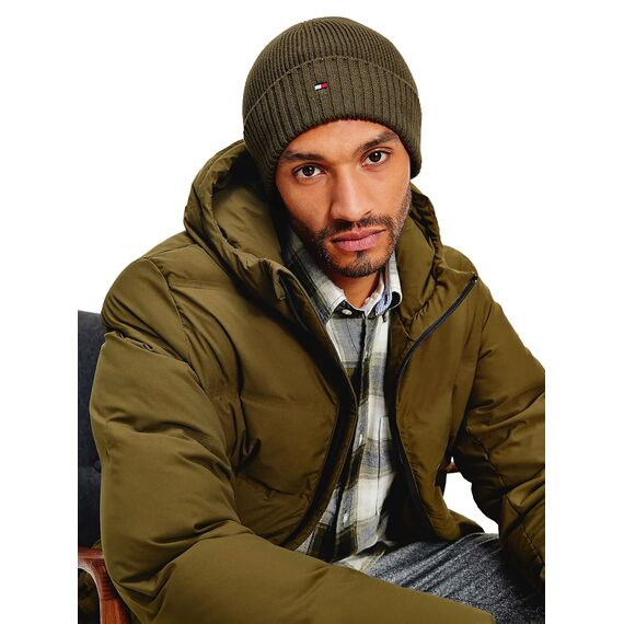 Tommy Hilfiger Herren 'Pima Cotton' Beanie Mütze, Olivenholz, Einheitsgröße