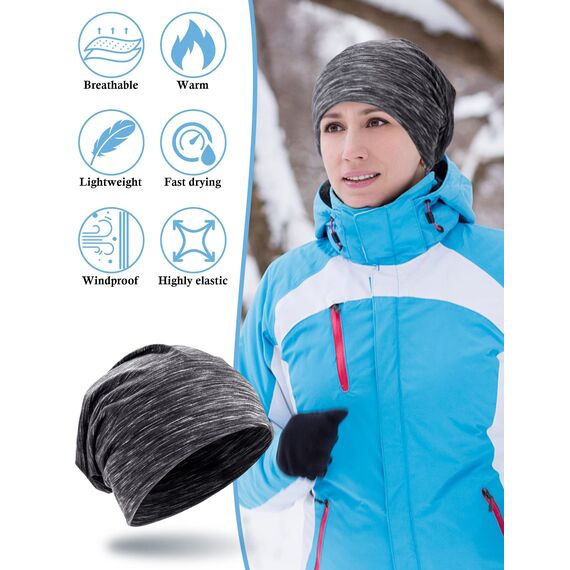Kiiwah 2 Stück Beanie Mütze für Herren und Damen Streifen Slouch Unisex Stricken Beanie für den Frühling, Herbst und Winter (Schwarz Braun)