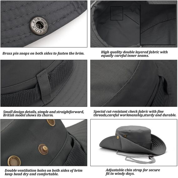 Favuit Sonnenhut, Boonie Hut Herren Damen Buschhut Breite Krempe Outdoor Hat UV Schutz Sonnenschutz Faltbar Wanderhut Fischerhut Gartenhut Anglerhut Buschhüte