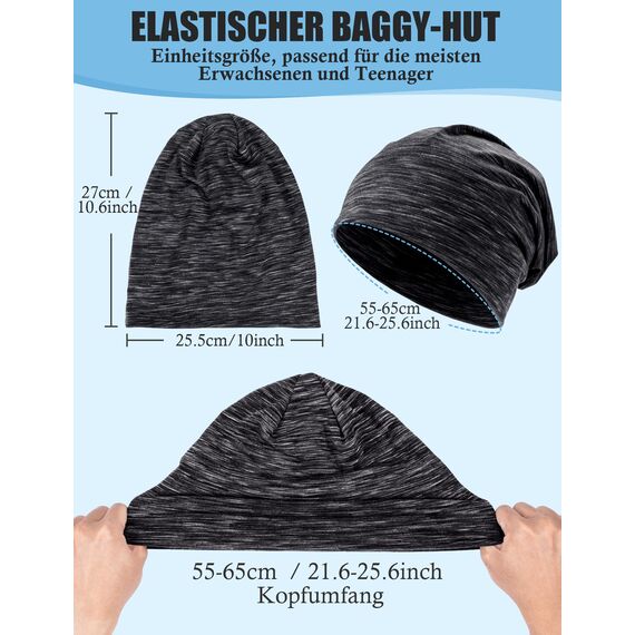 Kiiwah 2 Stück Beanie Mütze für Herren und Damen Streifen Slouch Unisex Stricken Beanie für den Frühling, Herbst und Winter