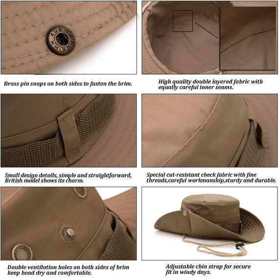 Favuit Sonnenhut, Boonie Hut Herren Damen Buschhut Breite Krempe Outdoor Hat UV Schutz Sonnenschutz Faltbar Wanderhut Fischerhut Gartenhut Anglerhut Buschhüte