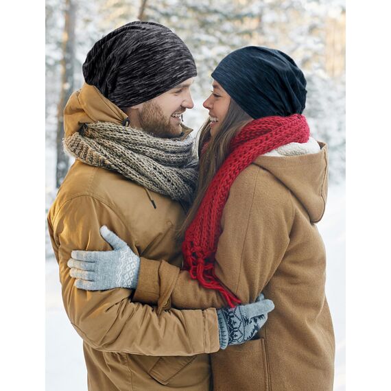 Kiiwah 2 Stück Beanie Mütze für Herren und Damen Streifen Slouch Unisex Stricken Beanie für den Frühling, Herbst und Winter