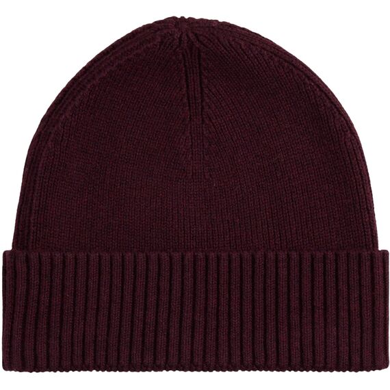 Tommy Hilfiger Herren Strickmütze Flag Cotton Beanie mit Kaschmir, Braun (Deep Burgundy Melange), Einheitsgröße