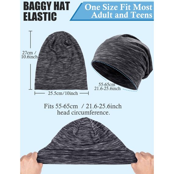 Kiiwah 2 Stück Beanie Mütze für Herren und Damen Streifen Slouch Unisex Stricken Beanie für den Frühling, Herbst und Winter (Schwarz Braun)