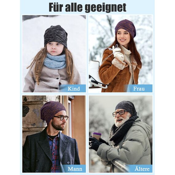 Kiiwah 2 Stück Beanie Mütze für Herren und Damen Streifen Slouch Unisex Stricken Beanie für den Frühling, Herbst und Winter