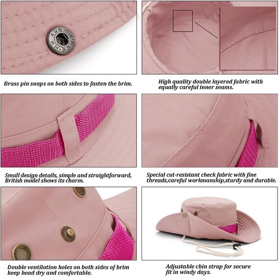 Favuit Sonnenhut, Boonie Hut Herren Damen Buschhut Breite Krempe Outdoor Hat UV Schutz Sonnenschutz Faltbar Wanderhut Fischerhut Gartenhut Anglerhut Buschhüte