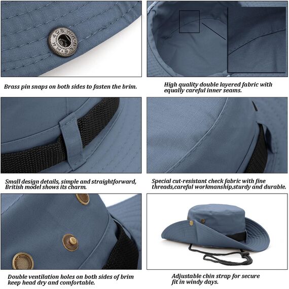 Favuit Sonnenhut, Boonie Hut Herren Damen Buschhut Breite Krempe Outdoor Hat UV Schutz Sonnenschutz Faltbar Wanderhut Fischerhut Gartenhut Anglerhut Buschhüte