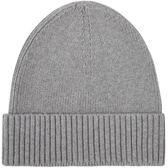 Tommy Hilfiger Herren Strickmütze Flag Cotton Beanie mit Kaschmir, Mehrfarbig (Mid Grey Heather), Einheitsgröße