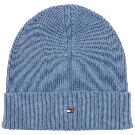 Tommy Hilfiger Herren Strickmütze Flag Cotton Beanie mit Kaschmir, Blau (Blue Hills), Einheitsgröße