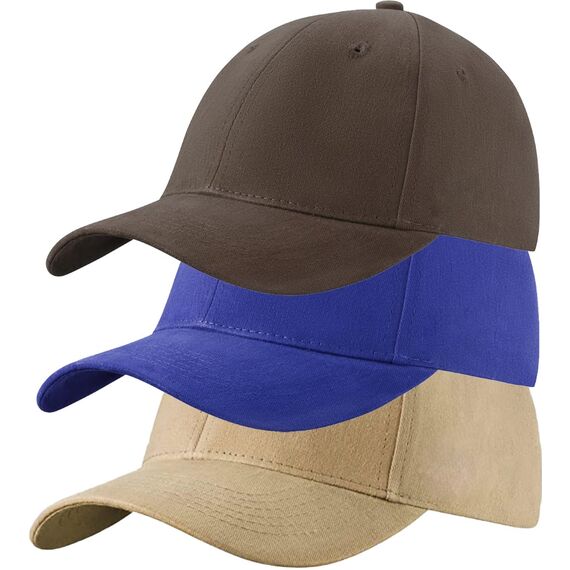 4sold (3 Stück) Baseballkappe für Männer und Frauen, 100% Baumwolle, Baseballkappe, Sport, lässig, einfarbig, Sonnenhut, Messing, Polo-Stil, klassisch, Farbset 2, One Size