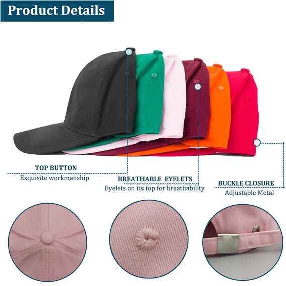 4sold (3 Stück) Baseball Cap für Männer Frauen 100% Baumwolle Baseball Cap Sport Casual Einfarbig Sonnenhut Hüte Messing Polo Stil Klassisch, Farbset 5, One Size