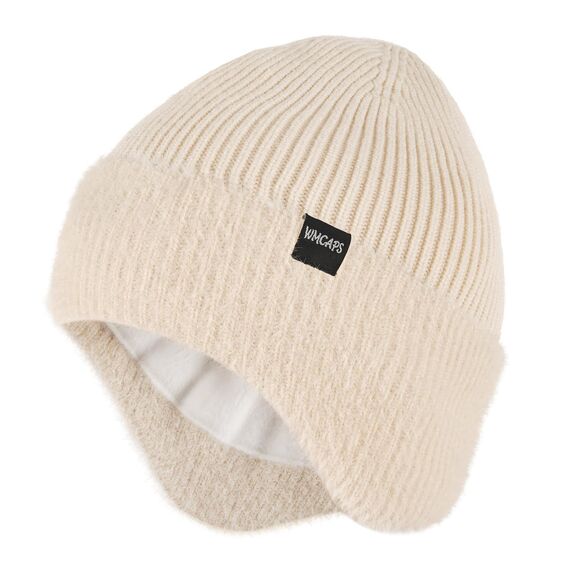 Wmcaps Wintermütze, Mütze mit Warmem Fleecefutter und Ohrklappen für Herren Damen, Warme Thermische Strickmütze für Den Außenbereich Komfortabel Weich Stretchy Geschenk für Männer Frauen, Weiß