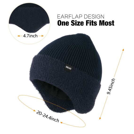 Wmcaps Wintermütze, Mütze mit Warmem Fleecefutter und Ohrklappen für Herren Damen, Warme Thermische Strickmütze für Den Außenbereich Komfortabel Weich Stretchy Geschenk für Männer, Ashleigh Blau