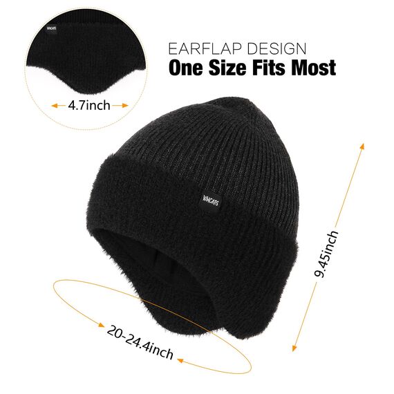 Wmcaps Wintermütze, Mütze mit Warmem Fleecefutter und Ohrklappen für Herren Damen, Warme Thermische Strickmütze für Den Außenbereich Komfortabel Weich Stretchy Geschenk für Männer, Tie-Dye Schwarz