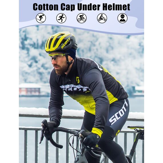 MELLIEX 2 Stück Fahrradmütze Unter Helm Baumwolle Laufmütze Multifunktionale Wintermütze Skull Cap Helmfutter für Herren Damen