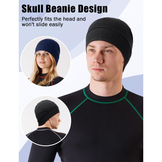 MELLIEX 2 Stück Fahrradmütze Unter Helm Baumwolle Laufmütze Multifunktionale Wintermütze Skull Cap Helmfutter für Herren Damen