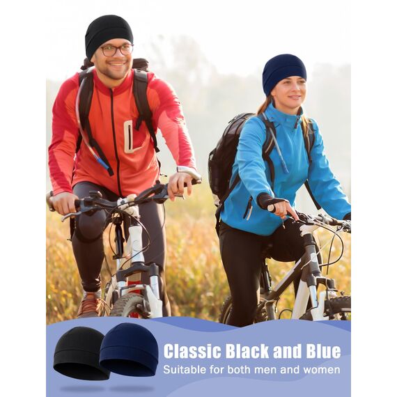 MELLIEX 2 Stück Fahrradmütze Unter Helm Baumwolle Laufmütze Multifunktionale Wintermütze Skull Cap Helmfutter für Herren Damen