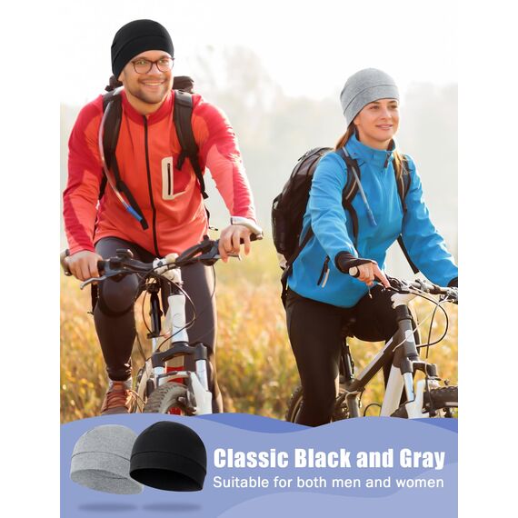 MELLIEX 2 Stück Fahrradmütze Unter Helm Baumwolle Laufmütze Multifunktionale Wintermütze Skull Cap Helmfutter für Herren Damen
