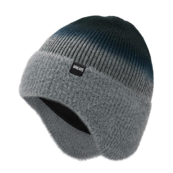 Wmcaps Wintermütze, Mütze mit Warmem Fleecefutter und Ohrklappen für Herren Damen, Warme Thermische Strickmütze für Den Außenbereich Komfortabel Weich Stretchy Geschenk für Männer Frauen, Tie-Dye Grau