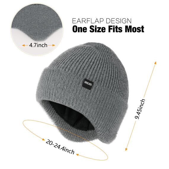 Wmcaps Wintermütze, Mütze mit Warmem Fleecefutter und Ohrklappen für Herren Damen, Warme Thermische Strickmütze für Den Außenbereich Komfortabel Weich Stretchy Geschenk für Männer Frauen, Beige