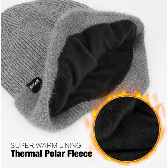 Wmcaps Wintermütze, Mütze mit Warmem Fleecefutter und Ohrklappen für Herren Damen, Warme Thermische Strickmütze für Den Außenbereich Komfortabel Weich Stretchy Geschenk für Männer Frauen, Braun