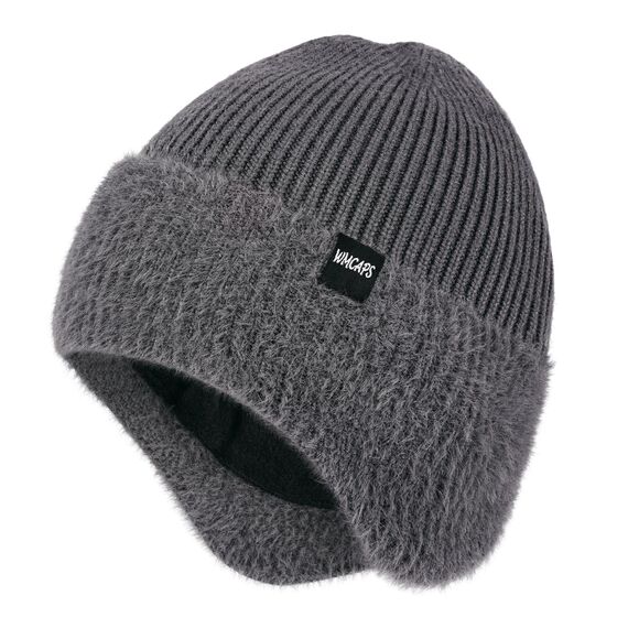 Wmcaps Wintermütze, Mütze mit Warmem Fleecefutter und Ohrklappen für Herren Damen, Warme Thermische Strickmütze für Den Außenbereich Komfortabel Weich Stretchy Geschenk für Männer, Kohlenstoffgrau