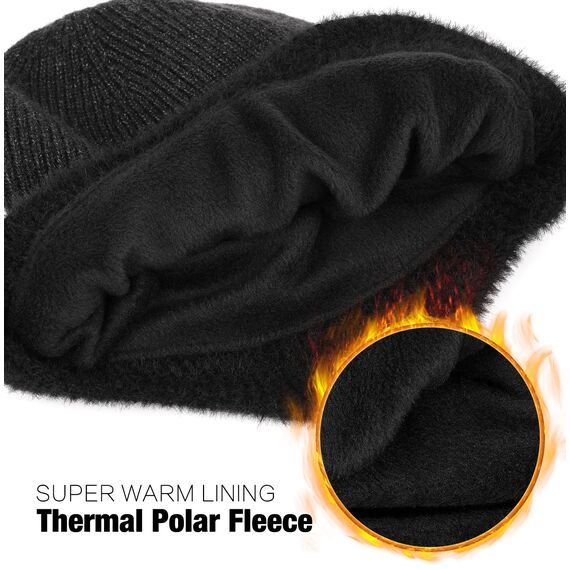 Wmcaps Wintermütze, Mütze mit Warmem Fleecefutter und Ohrklappen für Herren Damen, Warme Thermische Strickmütze für Den Außenbereich Komfortabel Weich Stretchy Geschenk für Männer Frauen, Stahlblau