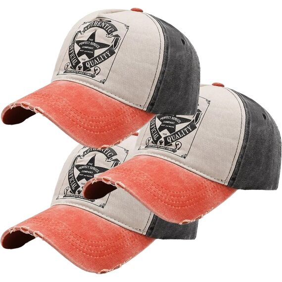 4sold (3 Stück) Baseballkappe für Herren und Damen, 100% Baumwolle, Baseballkappe, Sport, lässig, einfarbig, Sonnenhut, Mütze, Messing, Polo-Stil, klassisch, Farbset 11, One Size