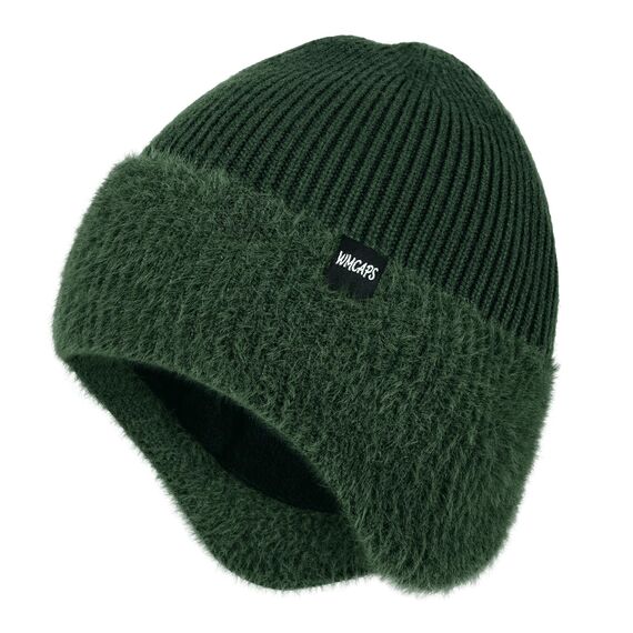 Wmcaps Wintermütze, Mütze mit Warmem Fleecefutter und Ohrklappen für Herren Damen, Warme Thermische Strickmütze für Den Außenbereich Komfortabel Weich Stretchy Geschenk für Männer Frauen, Armeegrün