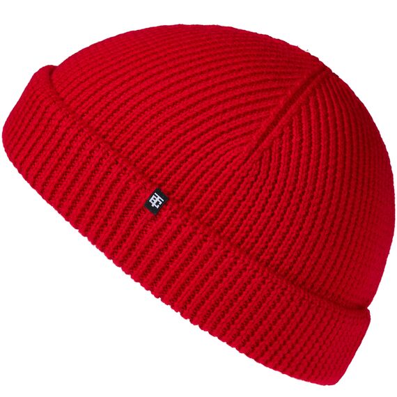 Enter the Complex® Fisherman Beanie, 100% Merino Wolle, Docker Mütze, Fischermütze, Seemannsmütze, Ribbstrick, Damen und Herren, Rot