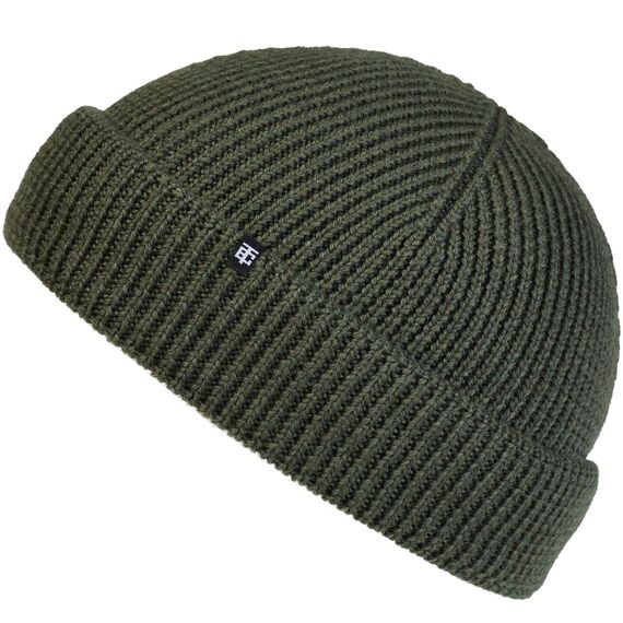 Enter the Complex® Fisherman Beanie, 100% Merino Wolle, Trawler Mütze, Fischermütze, Troyer, Ribbstrick, Damen und Herren, Olive