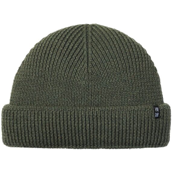Enter the Complex® Fisherman Beanie, 100% Merino Wolle, Trawler Mütze, Fischermütze, Troyer, Ribbstrick, Damen und Herren, Olive