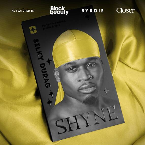 SHYNE Silky Durag – Gelb | Perfekt für Waves, Zöpfe und Locken | Premium Silk Du Rags für Männer und Frauen | Langer Schwanz | Ultraweicher und knitterfreier Satin | Black Owned Business