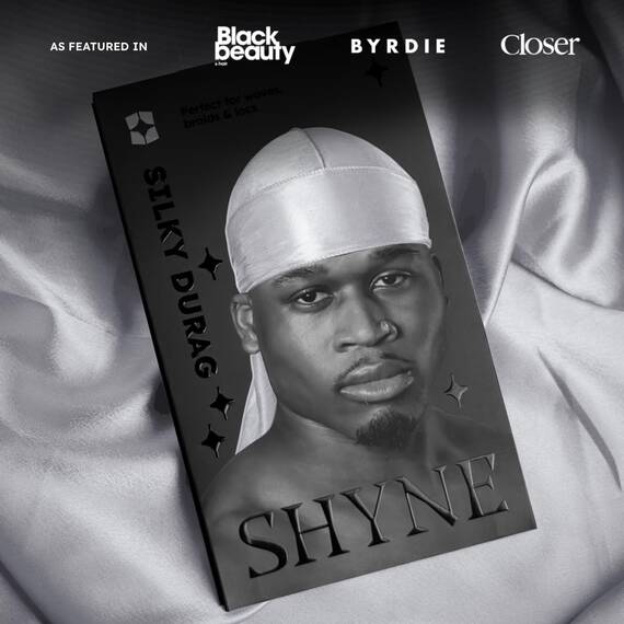 Shyne Silky Durag – Silber | Perfekt für Waves, Zöpfe und Locken | Premium Silk Du Rags für Männer und Frauen | Langer Schwanz | Ultraweicher und knitterfreier Satin | Black Owned Business