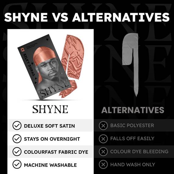 SHYNE Silky Durag – Bronze | Perfekt für Waves, Zöpfe und Locken | Premium Silk Du Rags für Männer und Frauen | Langer Schwanz | Ultraweicher und knitterfreier Satin | Black Owned Business
