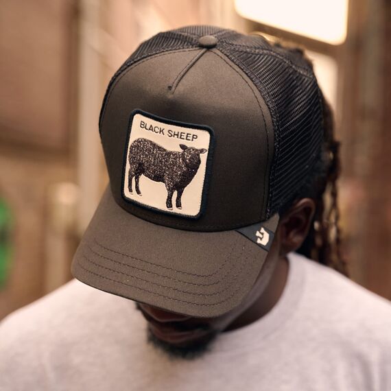 Goorin Bros. The Farm Original Truckerkappe, Einstellbarer Snapback-Verschluss, Schwarz (The Black Sheep), Unisex, Einheitsgröße, Einheitsgröße