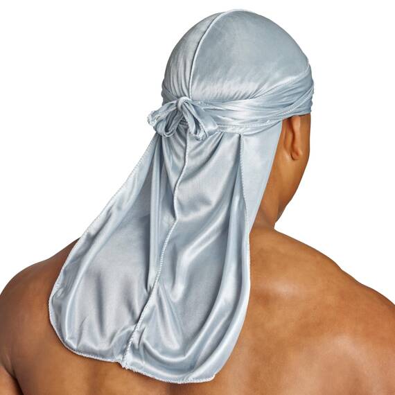 Shyne Silky Durag – Silber | Perfekt für Waves, Zöpfe und Locken | Premium Silk Du Rags für Männer und Frauen | Langer Schwanz | Ultraweicher und knitterfreier Satin | Black Owned Business