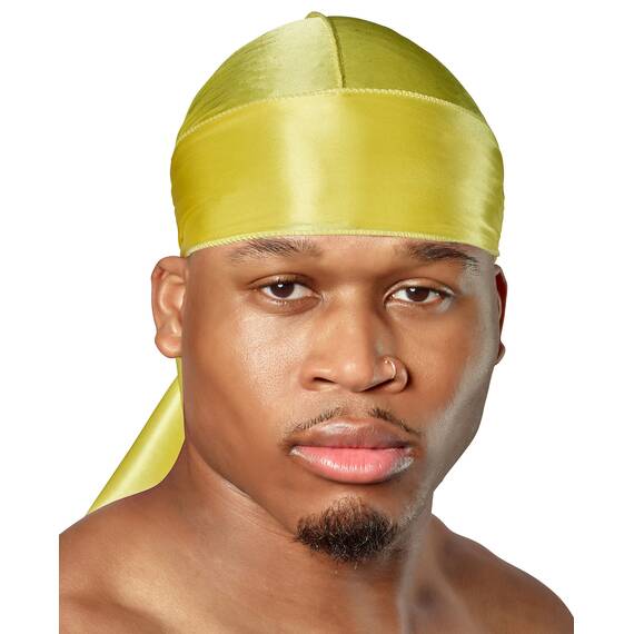 SHYNE Silky Durag – Gelb | Perfekt für Waves, Zöpfe und Locken | Premium Silk Du Rags für Männer und Frauen | Langer Schwanz | Ultraweicher und knitterfreier Satin | Black Owned Business