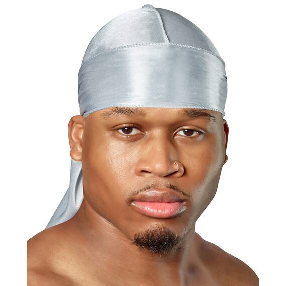 Shyne Silky Durag – Silber | Perfekt für Waves, Zöpfe und Locken | Premium Silk Du Rags für Männer und Frauen | Langer Schwanz | Ultraweicher und knitterfreier Satin | Black Owned Business