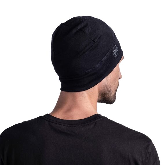 BUFF®| Mütze Merino Lightweight Männlich Weiblich Erwachsene Multifunktionaler Schal aus 100% Merinowolle, Wandern, Outdoor, Nachhaltig, Leicht, Schlanke Passform, Einheitsgröße, Noir